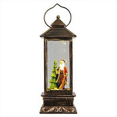 Felinar cu Mos craciun, LED, 11x29 cm