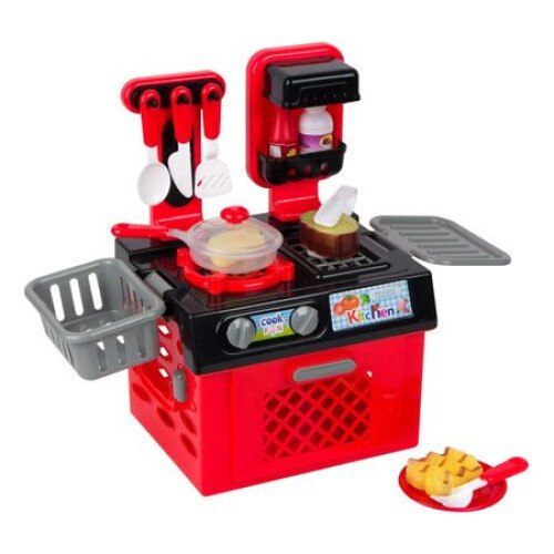 Set aragaz de jucarie si accesorii cu sunete si lumini iMK®, 13 accesorii, 27x22x38 cm