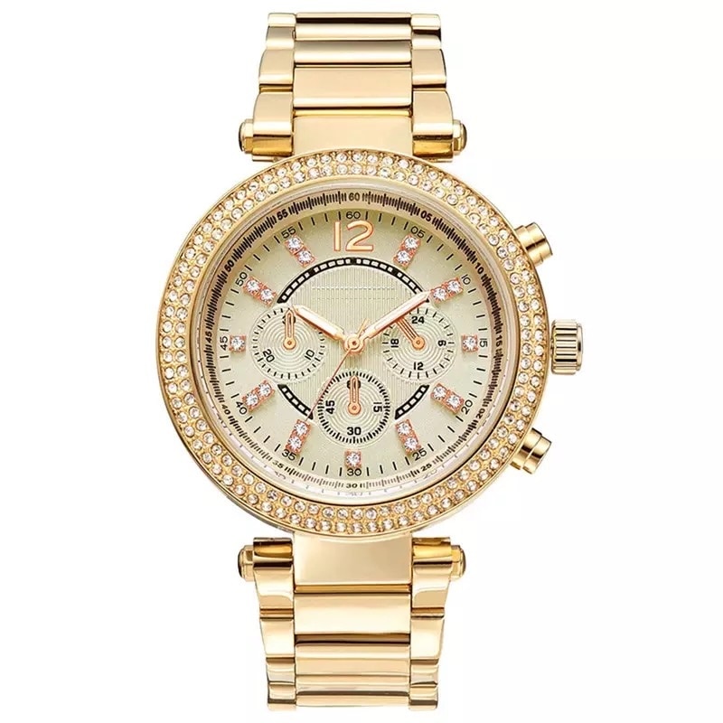 Ceas dama casual, elegant Geneva Sparkle, gold, curea metal (zale)