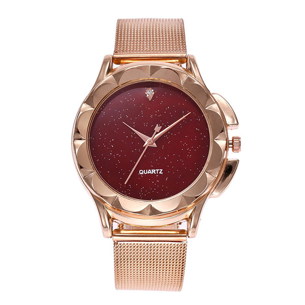 Ceas Viser Dama Quartz Casual Elegant Rosu, PN999210RU, curea din metal (mesh), afisaj Analog