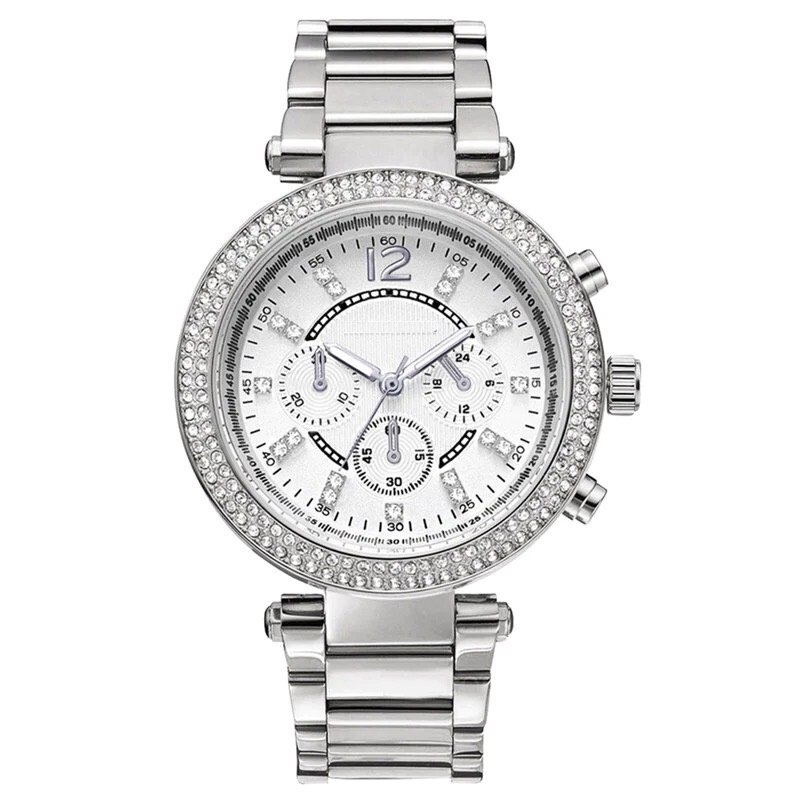 Ceas dama casual, elegant Geneva Sparkle, silver, curea metal (zale)