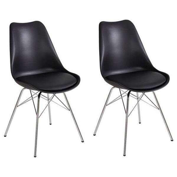 Set 2 Scaune Jersey Piele Ecologica Negru Home Affaire 48 × 55 × 85 cm