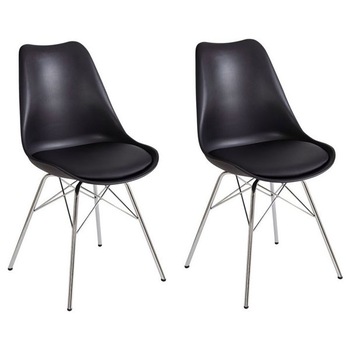 Set 2 Scaune Jersey Piele Ecologica Negru Home Affaire 48 × 55 × 85 cm Set 2 Scaune Jersey Piele Ecologica Negru Home Affaire 48 × 55 × 85 cm