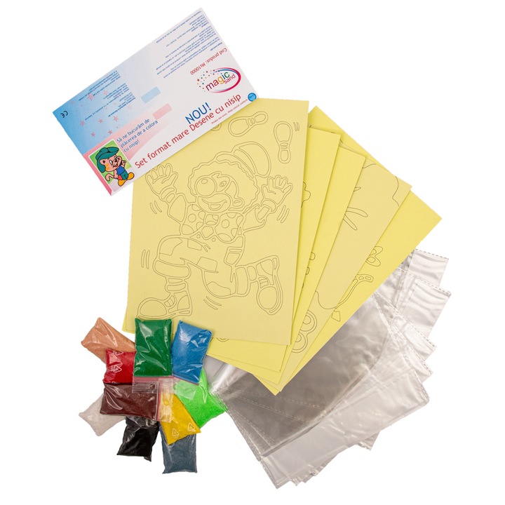 Desene cu nisip, Magic Sand, Set format mare, Multicolor, 30 cm