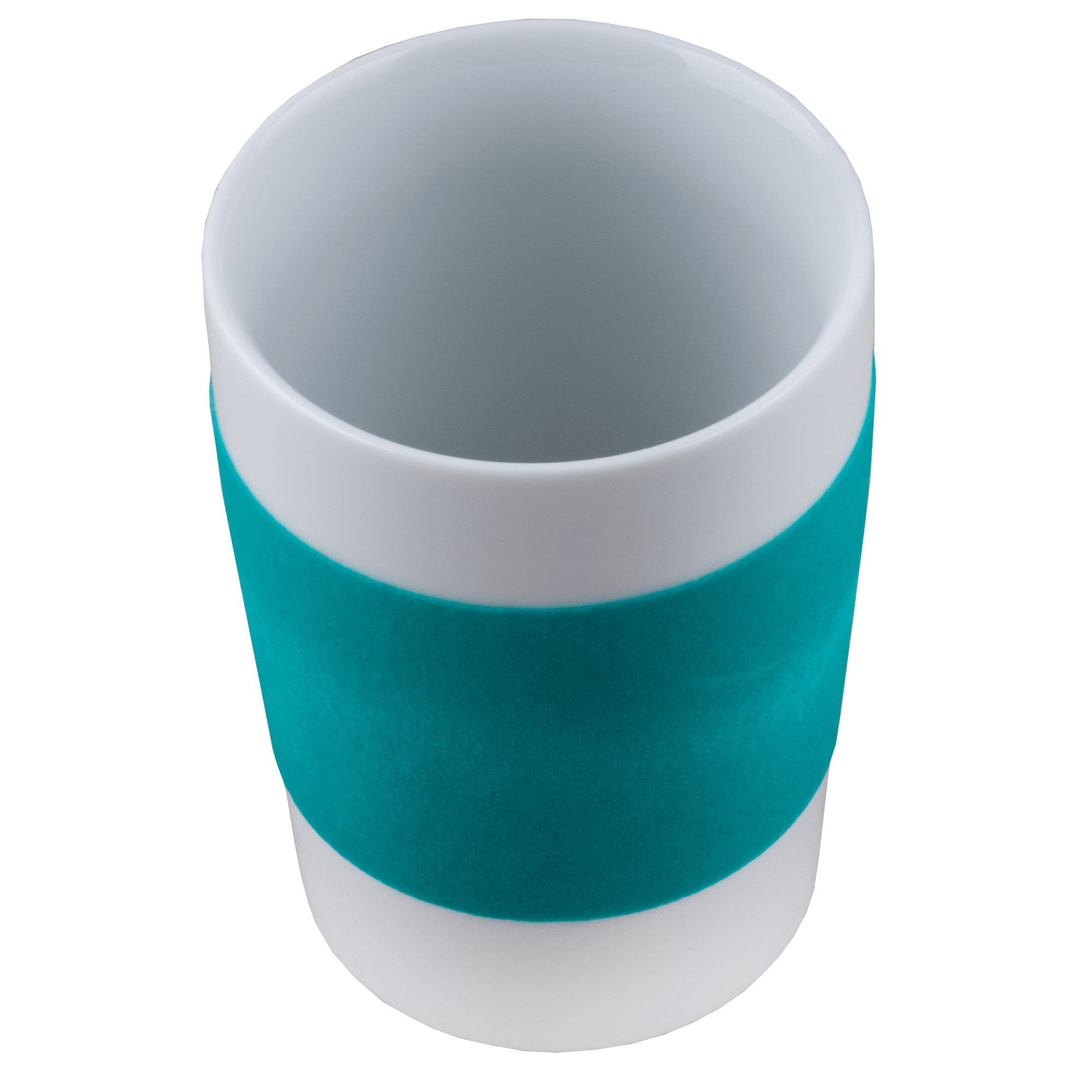 Cana de portelan pentru cafea Kahla, suprafata antiaderenta, Alb/Turcoaz, 350 ml