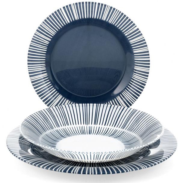 Serviciu de masa, Bormioli Stria Grey, 18 piese