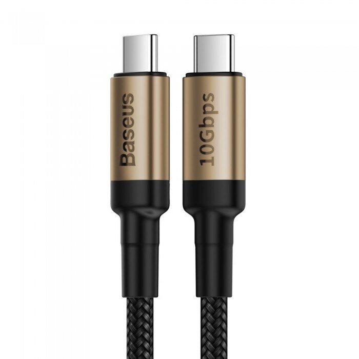 Cablu de date/incarcare Baseus, Cafule Nylon Braided Wire, Type-C to Type-C PD 1M, Negru/Auriu