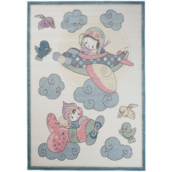 Covor Happy For Kids Short Pile Play V047A HAY EBR cremos 140x190 Covor Happy For Kids Short Pile Play V047A HAY EBR cremos 140x190