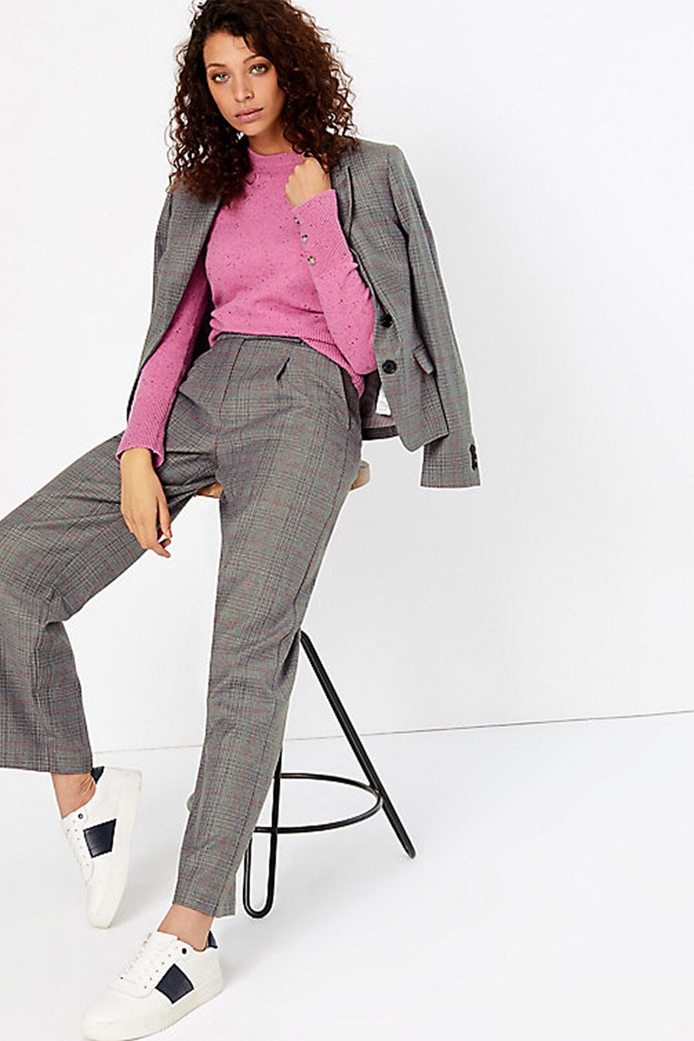 Marks & Spencer, Pantaloni drepti cu pliuri frontale, Gri