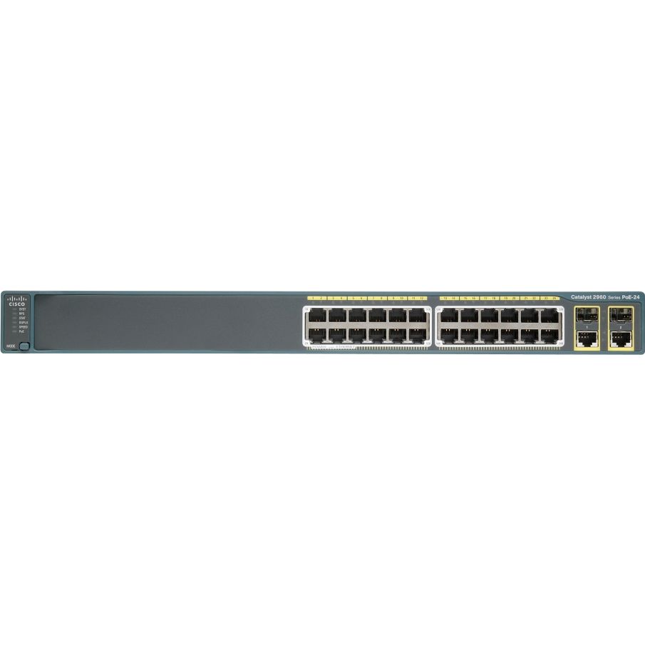 Switch Cisco Catalyst 2960 Plus 24 10/100 PoE + 2 T/SFP LAN Lite - WS-C2960+24PC-S