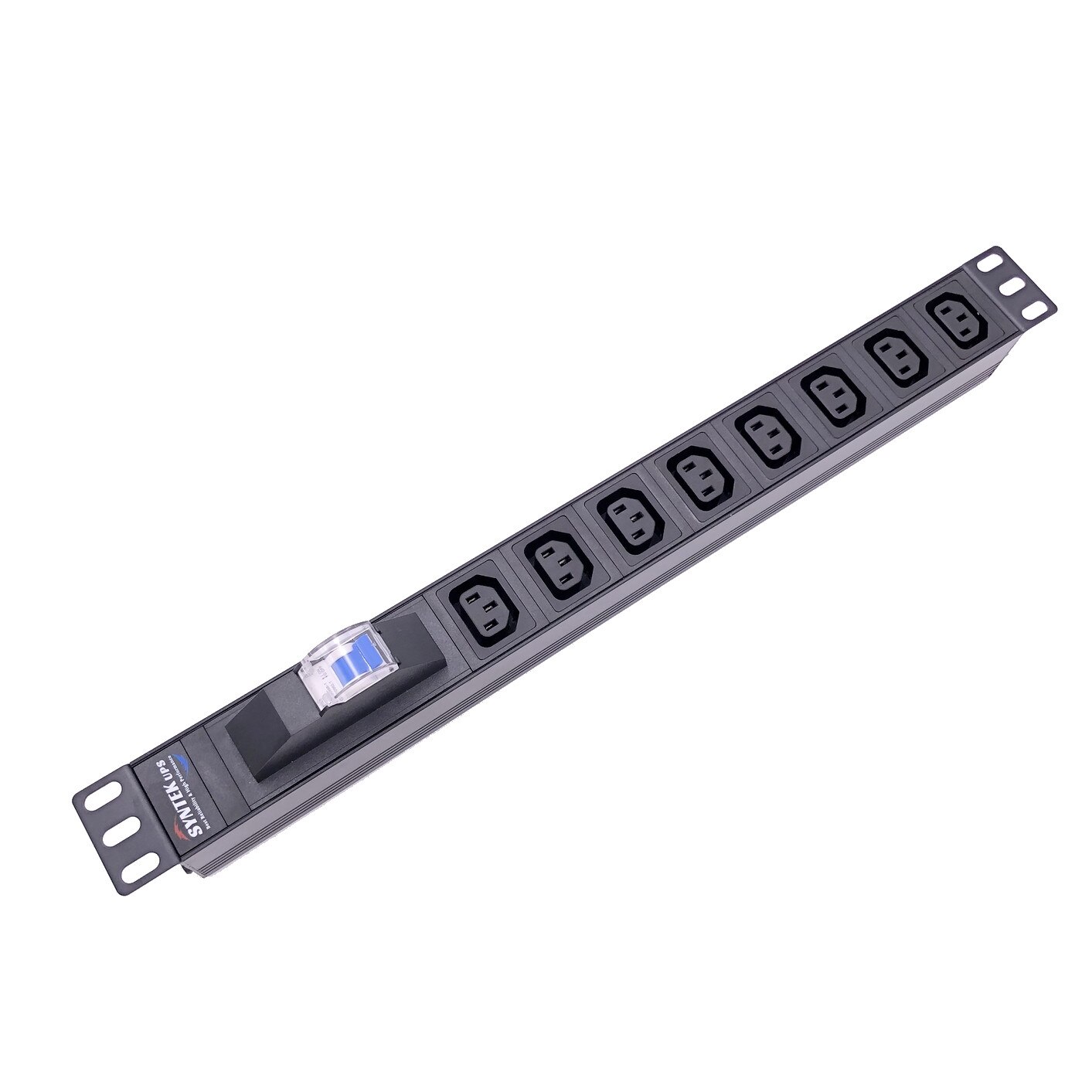 PDU monofazat Syntek 2500W, cu protectie MCB, 8 iesiri IEC-320 C13, instalare orizontala in Rack 19