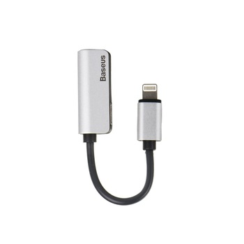 Adaptor Baseus, Audio Converter L32, Lightning to Lightning to Jack 3.5 mm, Argintiu Adaptor Baseus, Audio Converter L32, Lightning to Lightning to Jack 3.5 mm, Argintiu