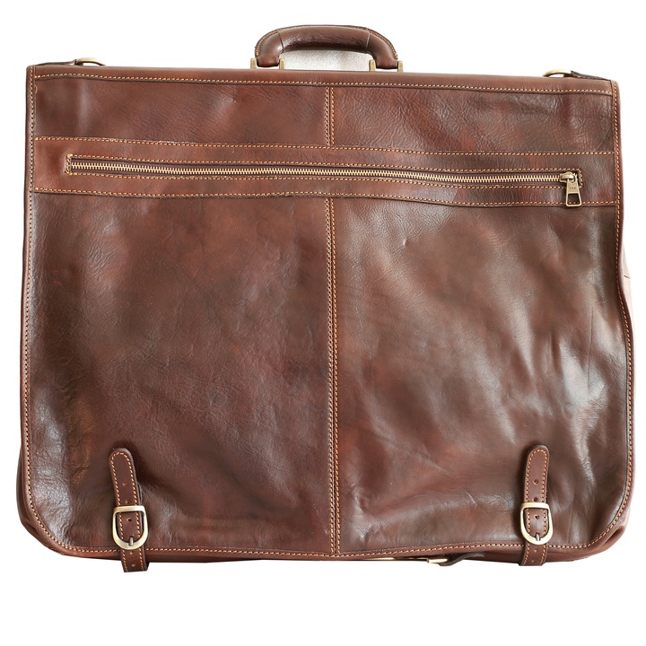 Geanta voiaj din piele naturala, porthaine, maro, GV111B