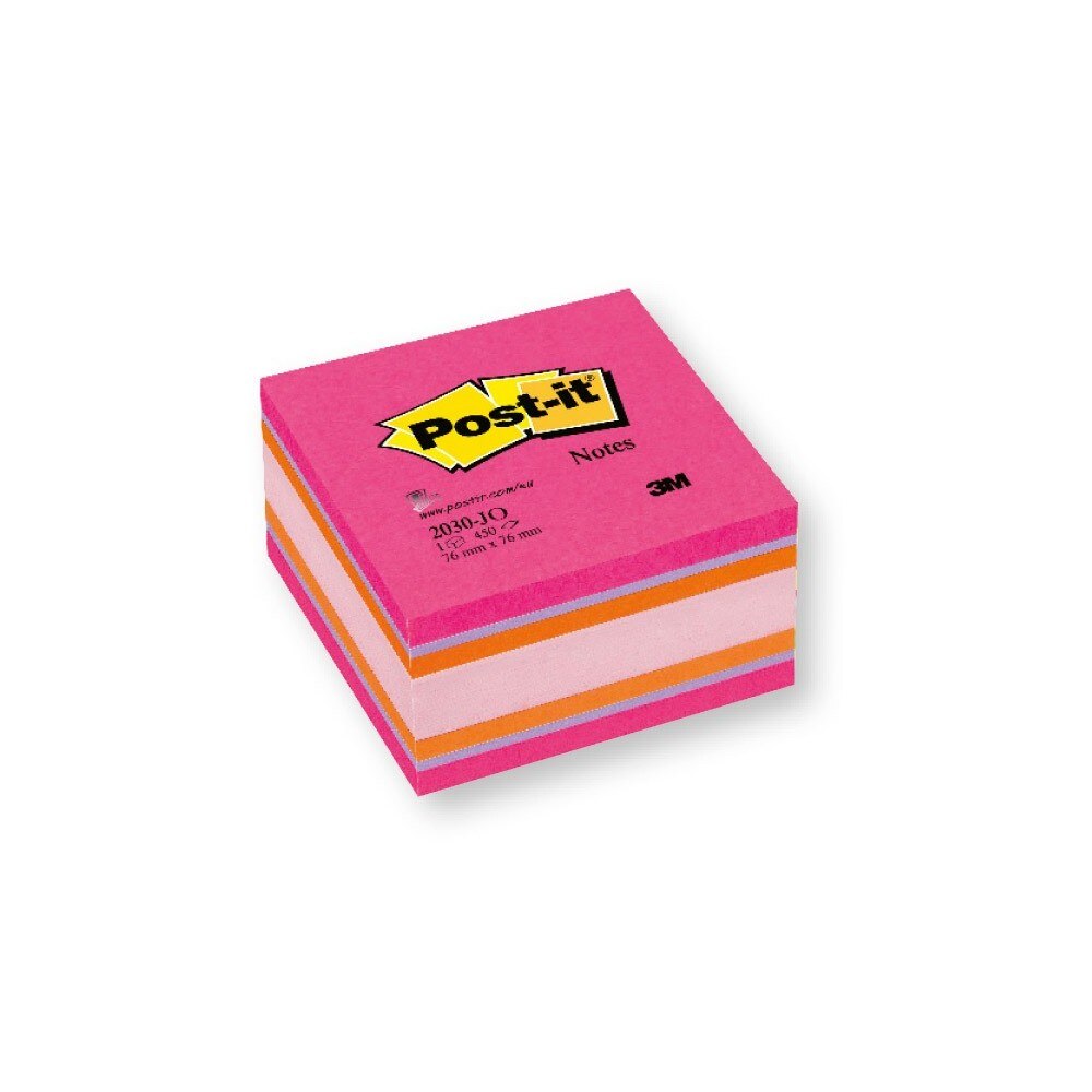 Notite adezive Post-it cub, 76x76 mm, culori intense, 450 file/buc