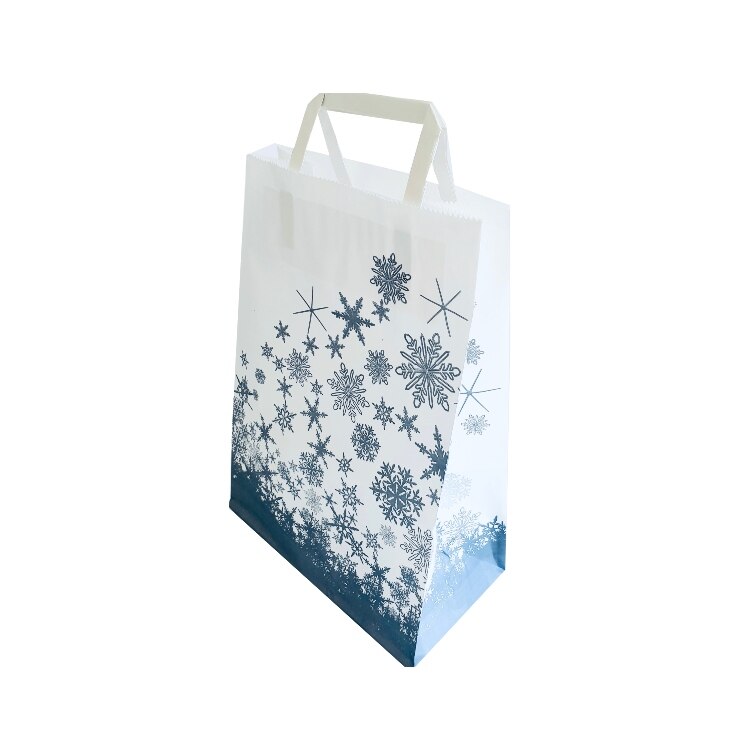 Pungi cadou Fulgi de nea, din hartie, 22x12x31 cm 10 bucati/bax