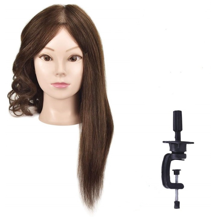 Cap practica CPAB cu par natural 100% saten manechin salon frizerie exersat impletituri coafuri