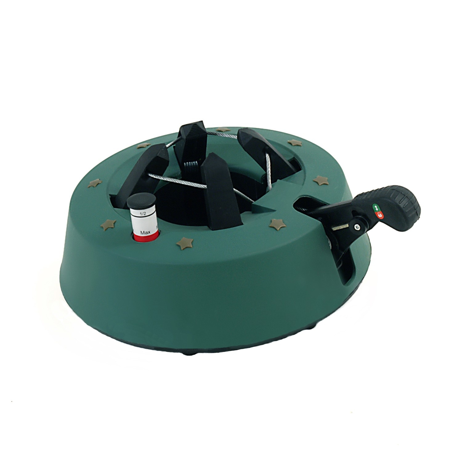 Suport iMKⓇ pentru brad, Verde, Cu parghie de picioare, cat si in exterior, Prevazut cu un rezervor mare pentru apa, AN