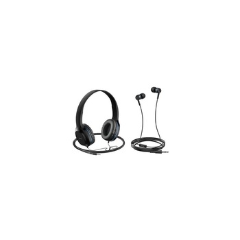 Set Casti Audio Stereo In-Ear + On-Ear - Hoco W24 Negru/Albastru Set Casti Audio Stereo In-Ear + On-Ear - Hoco W24 Negru/Albastru