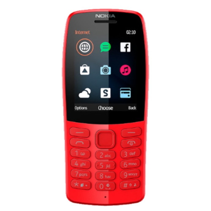 Мобилен телефон Nokia, 210 (2019), FM радио, Dual SIM, Червен