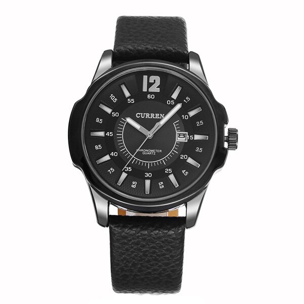 Ceas Curren Unisex Quartz Elegant Negru, PN999349NU, curea din piele, afisaj Analog