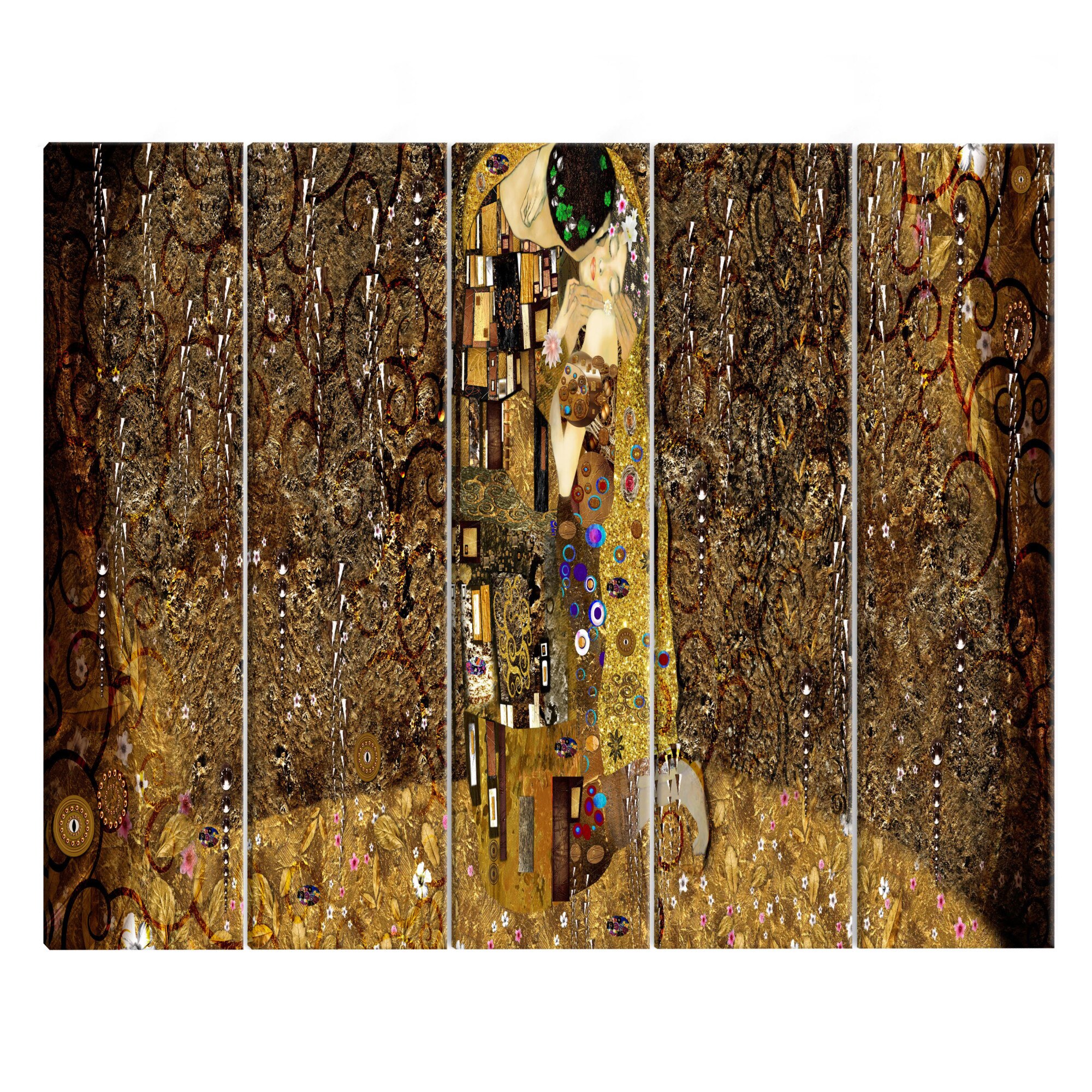 Tablou canvas 5 piese - Sarut pasional - 225 x 90 cm