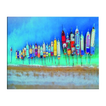 Tablou canvas - Barci colorate Inguste - 150 x 50 cm