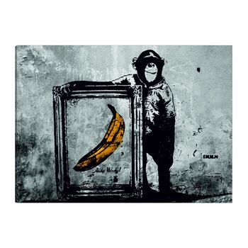 Tablou canvas - Inspirat de Banksy alb-negru - 120 x 80 cm Tablou canvas - Inspirat de Banksy alb-negru - 120 x 80 cm