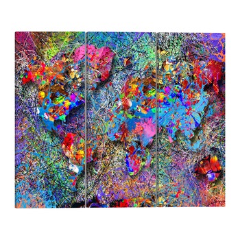Tablou canvas 3 piese - Harta Lumii Viraj colorat - 120 x 80 cm Tablou canvas 3 piese - Harta Lumii Viraj colorat - 120 x 80 cm