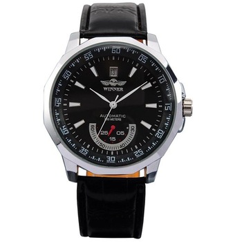 Ceas Winner Unisex Automatic Casual Elegant Negru, PN999186NU, curea din piele, afisaj Analog Ceas Winner Unisex Automatic Casual Elegant Negru, PN999186NU, curea din piele, afisaj Analog