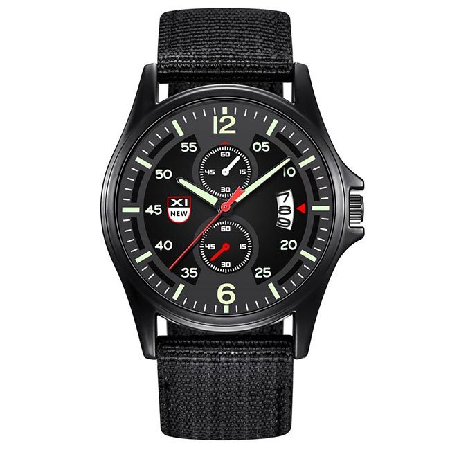 Ceas XINEW Barbatesc Quartz Casual Elegant Negru, PN999489NU, curea din textil, afisaj Analog