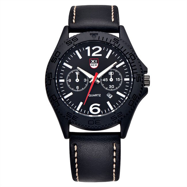 Ceas XINEW Barbatesc Quartz Casual Elegant Negru, PN999867NU, curea din piele, afisaj Analog