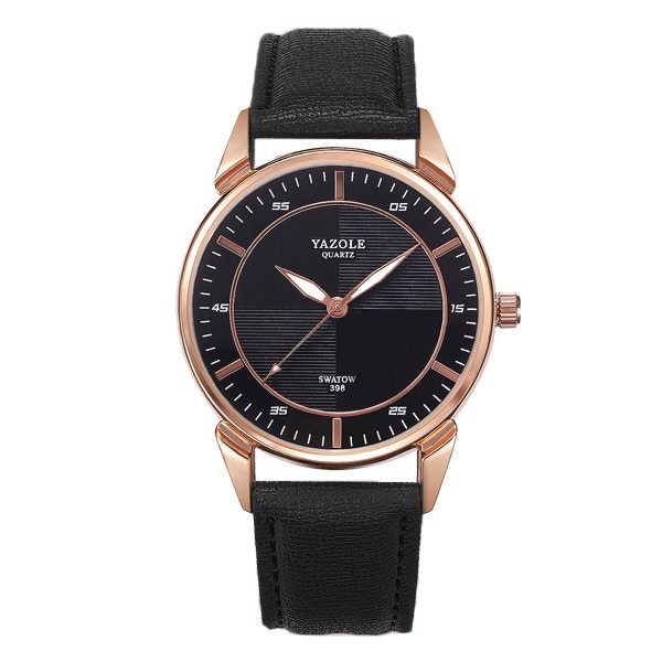 Ceas Yazole Unisex Quartz Casual Elegant Negru, PN999648NU, curea din piele, afisaj Analog