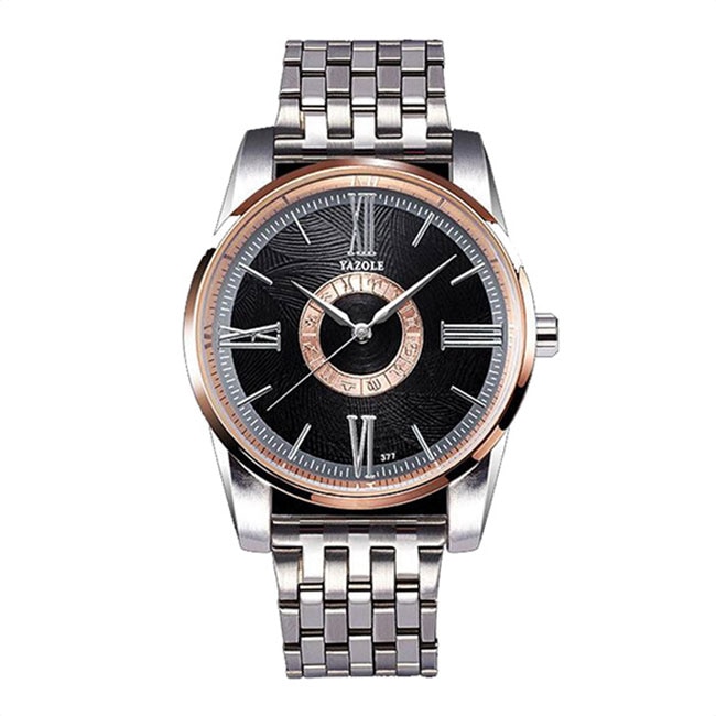 Ceas Yazole Unisex Quartz Casual Elegant Silver-negru, PN999651SNU, curea din metal (zale), afisaj Analog