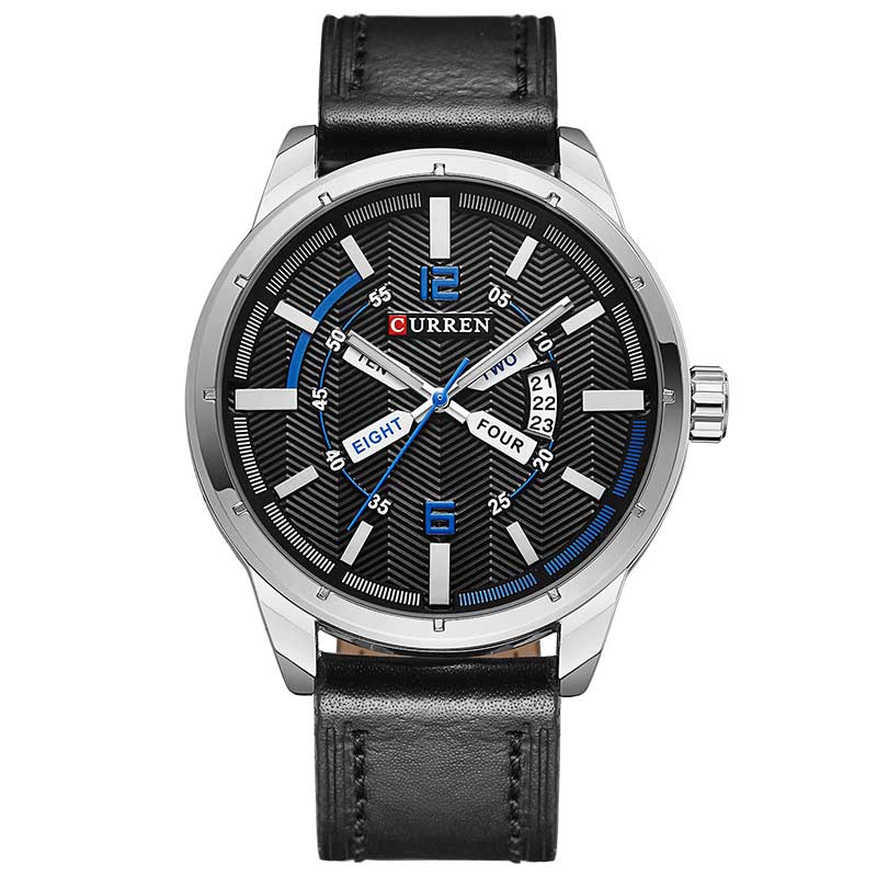Ceas Curren Barbatesc Quartz Casual Elegant Negru, PN999936NU, curea din piele, afisaj Analog