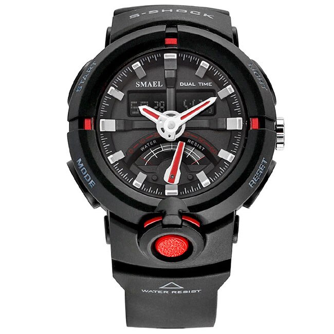 Ceas SMAEL Unisex Quartz Sport Rosu, PN999457RU, curea din silicon, afisaj Hibrid
