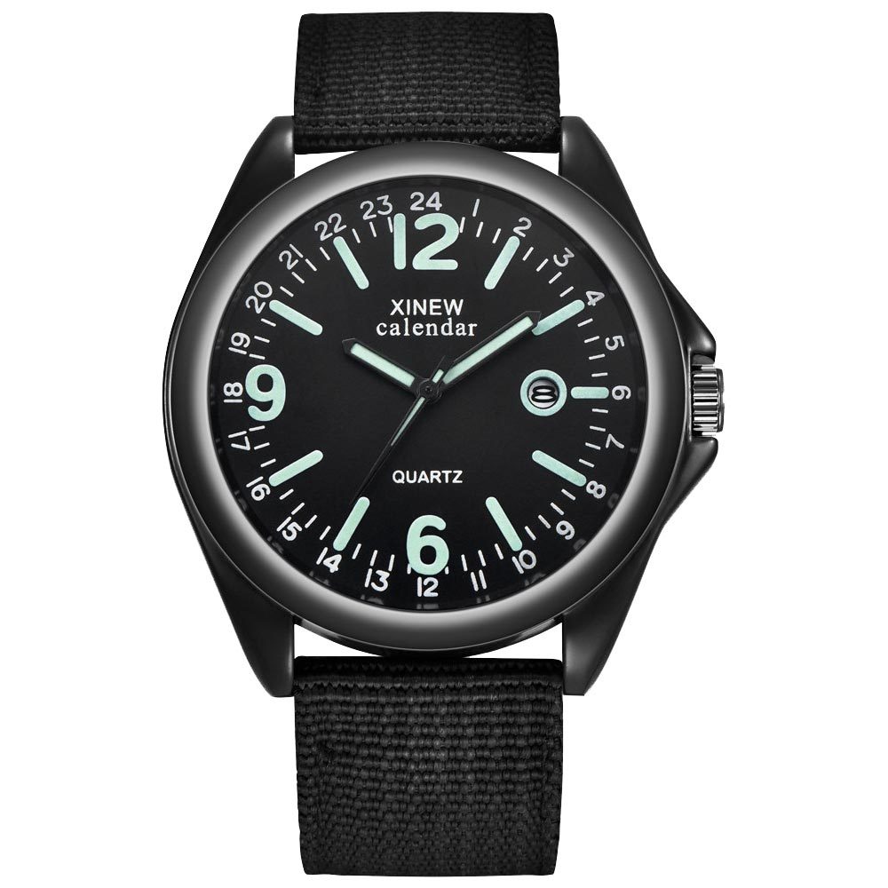 Ceas XINEW Barbatesc Quartz Casual Elegant Negru, PN999476NU, curea din textil, afisaj Analog