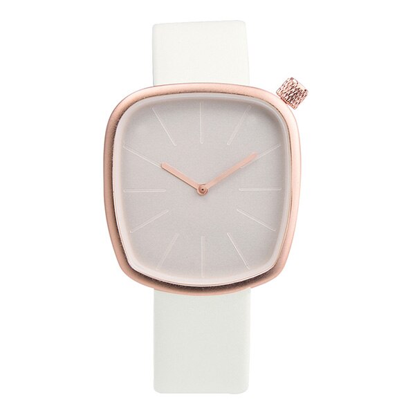 Ceas OKTIME Unisex Quartz Casual Elegant Alb, PN999964AB, curea din piele, afisaj Analog