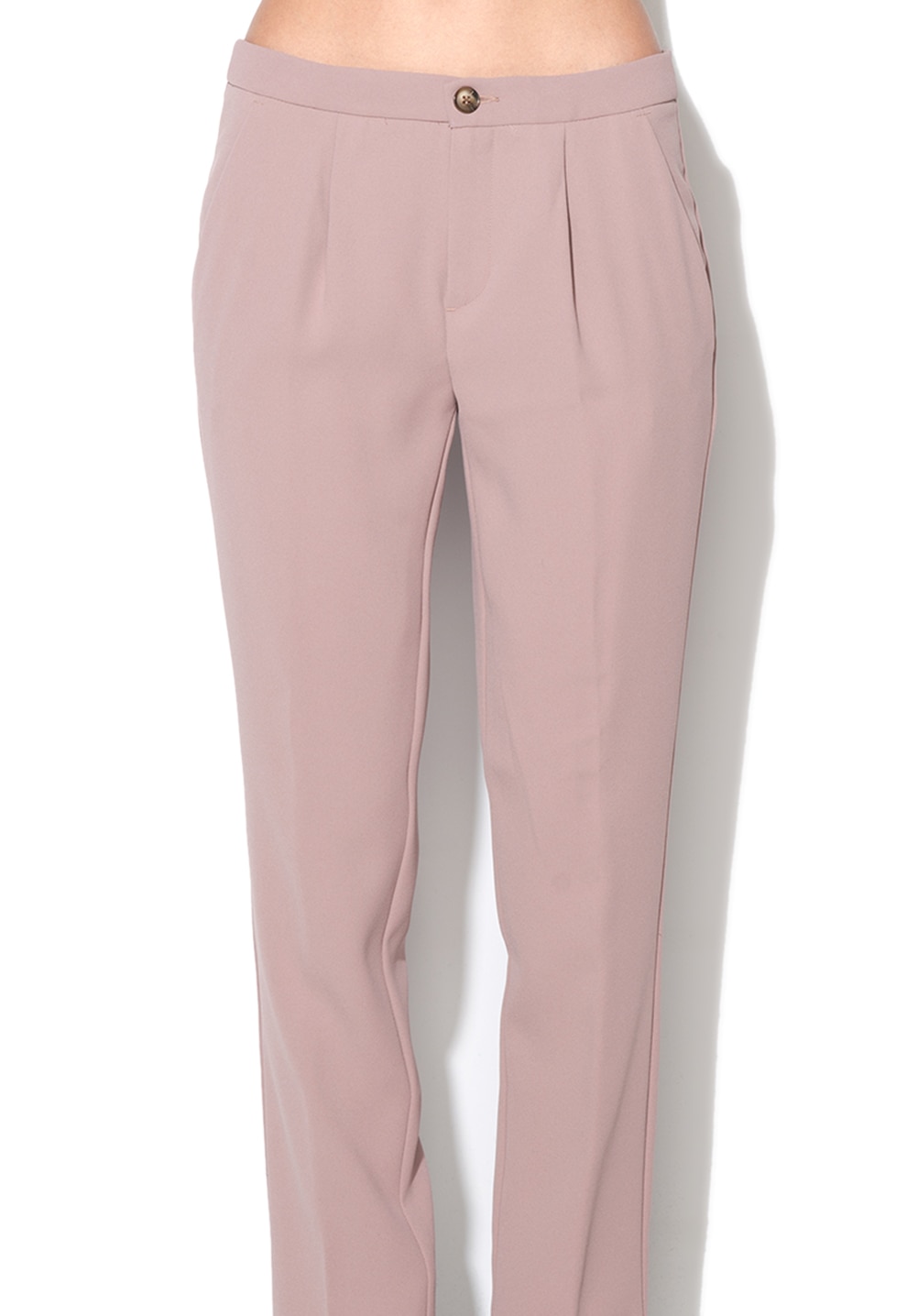 Color Roz Prafuit United Colors of Benetton, Pantaloni cu pliuri, Roz prafuit, 46 - eMAG.ro