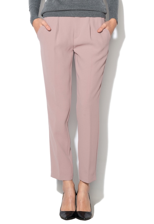 Color Roz Prafuit United Colors of Benetton, Pantaloni cu pliuri, Roz prafuit, 46 - eMAG.ro