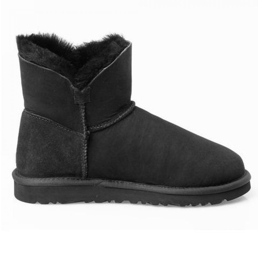 Cizme Ugguri din Piele Mini Bailey Nasture, Negru, 40