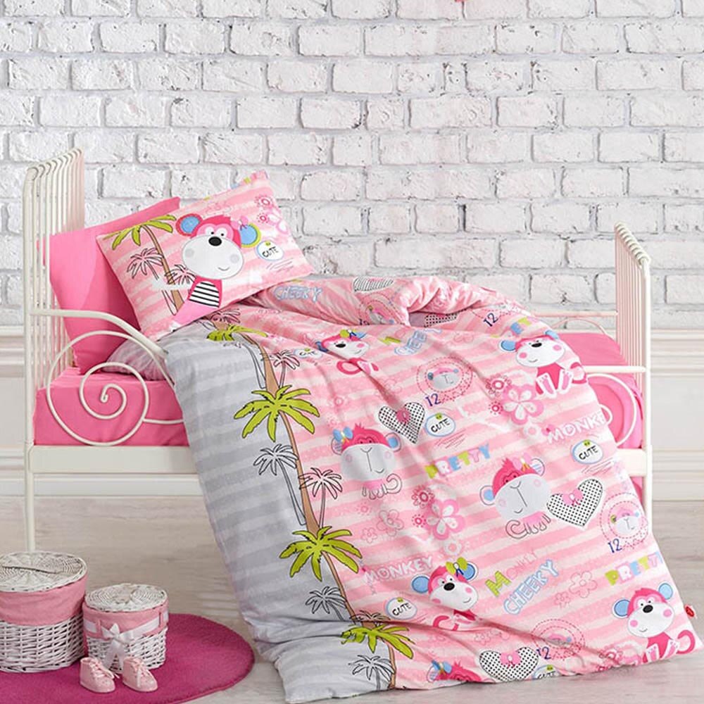 Lenjerie de pat pentru copii, 4 piese, Cotton box,roz