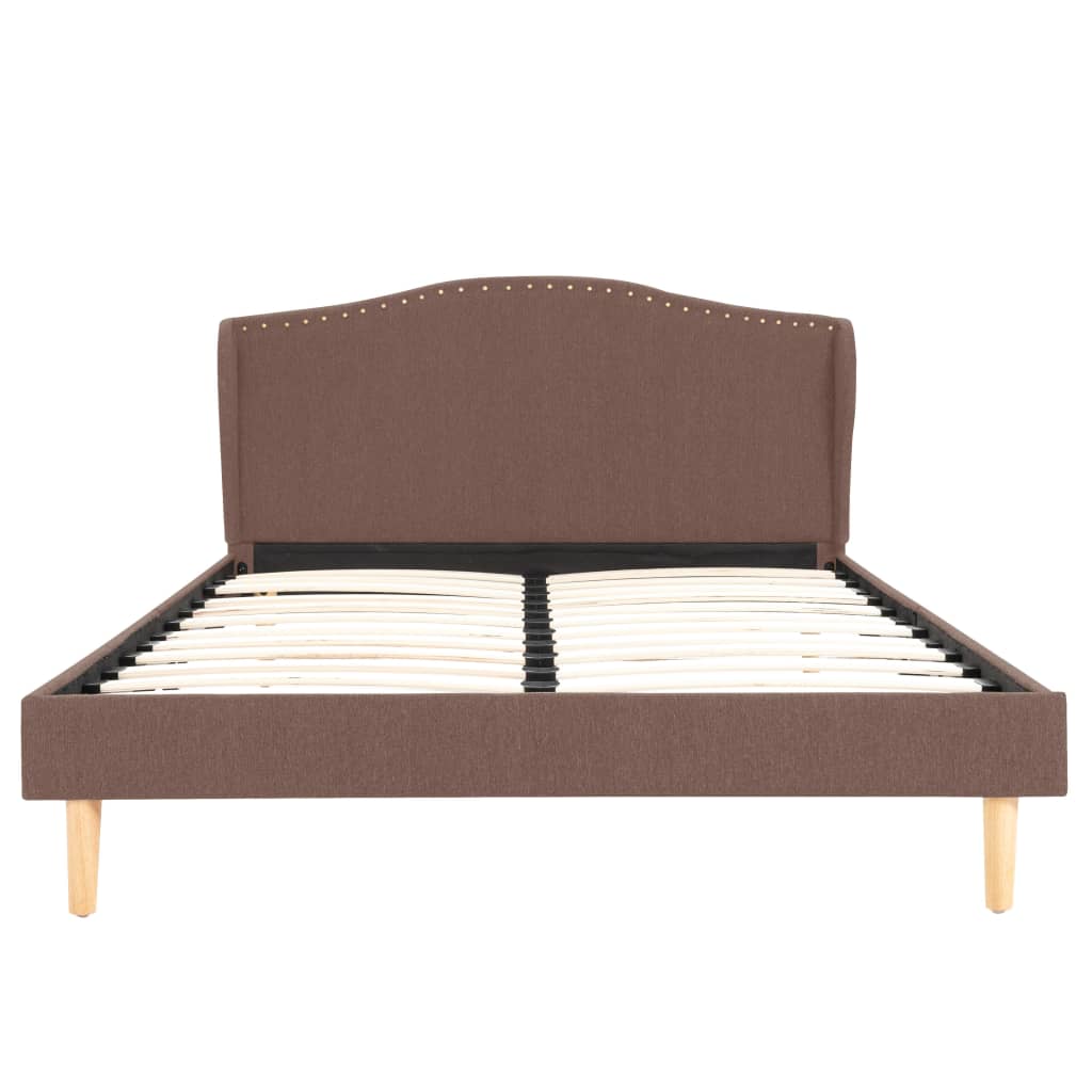 Pat cu saltea spuma memorie, vidaXL, Textil, 140 x 200 cm, Maro