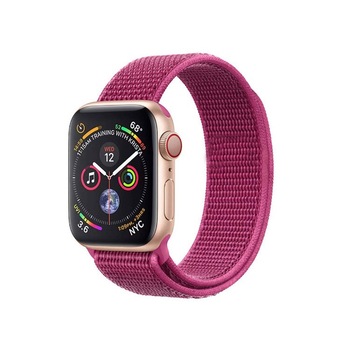 Curea Nylon Woven, Compatibila cu Apple Watch 1/2/3/4, Material Textil, 44mm, Raspberry