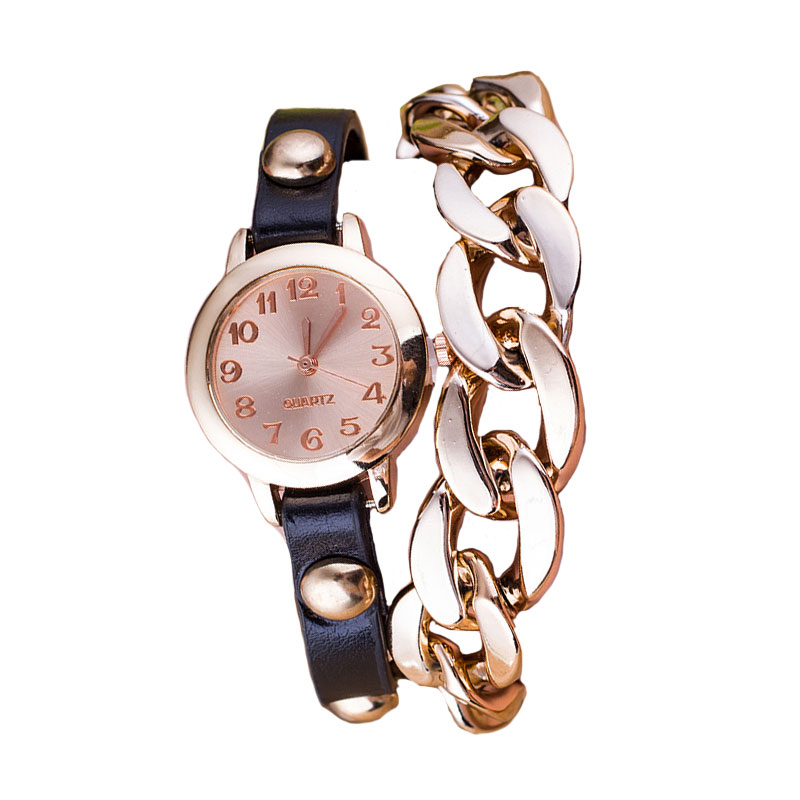 Ceas Geneva Dama Quartz Vintage Negru, PN999306NU, curea din piele, afisaj Analog