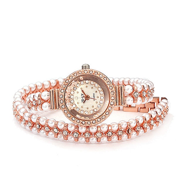Ceas E-LY Dama Quartz Casual Elegant Rosegold-alb, PN999215RB, curea din metal (bangle), afisaj Analog