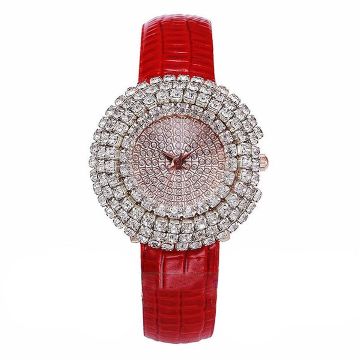 Ceas Gerryda Dama Quartz Casual Elegant Rosu, PN999917RU, curea din piele, afisaj Analog