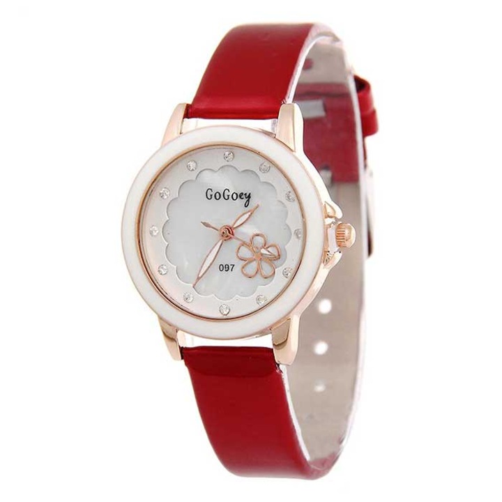 Ceas GoGoey Dama Quartz Casual Elegant Rosu, PN999844RU, curea din piele, afisaj Analog