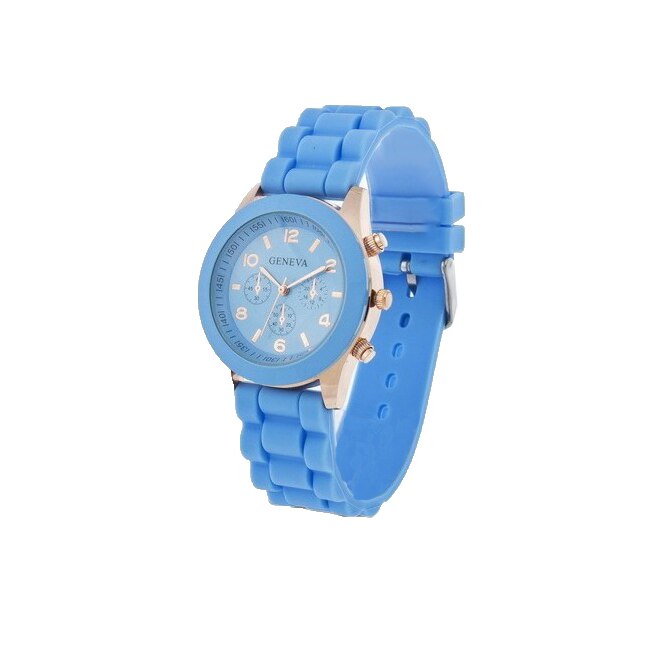 Ceas Geneva Dama Quartz Casual Elegant Bleu, PN999201BU, curea din silicon, afisaj Analog