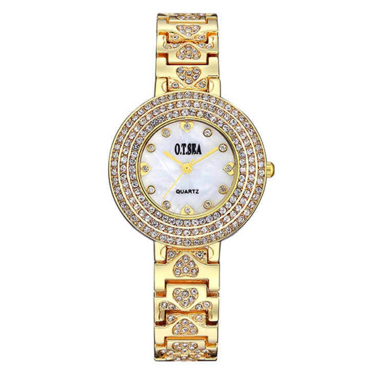 Ceas O.T.SEA Dama Quartz Casual Elegant Gold, PN999654GD, curea din metal (zale), afisaj Analog