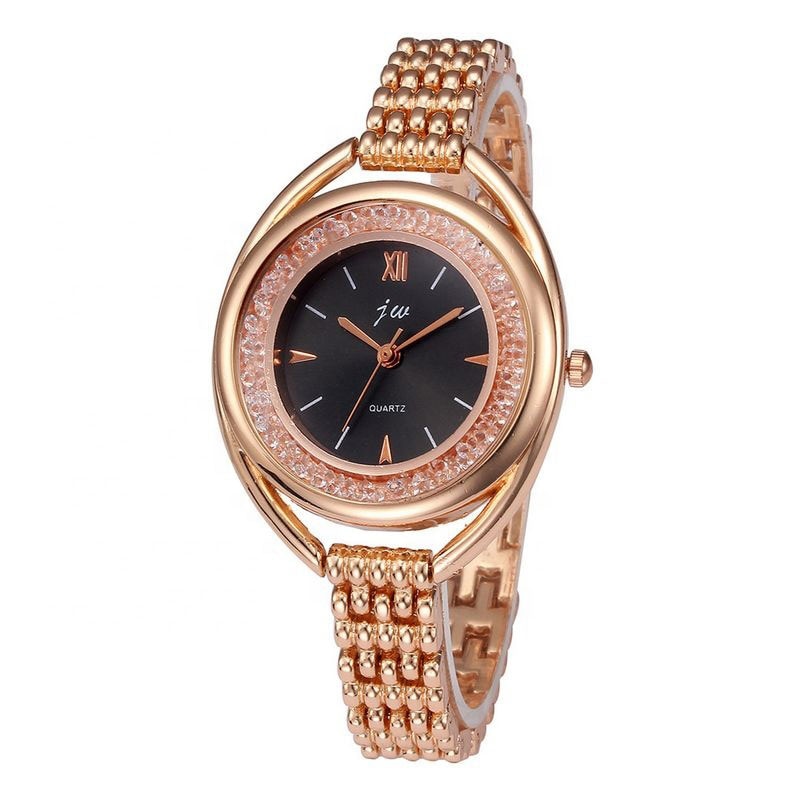 Ceas jw Dama Quartz Casual Elegant Auriu/negru, PN999322GNU, curea din metal (zale), afisaj Analog